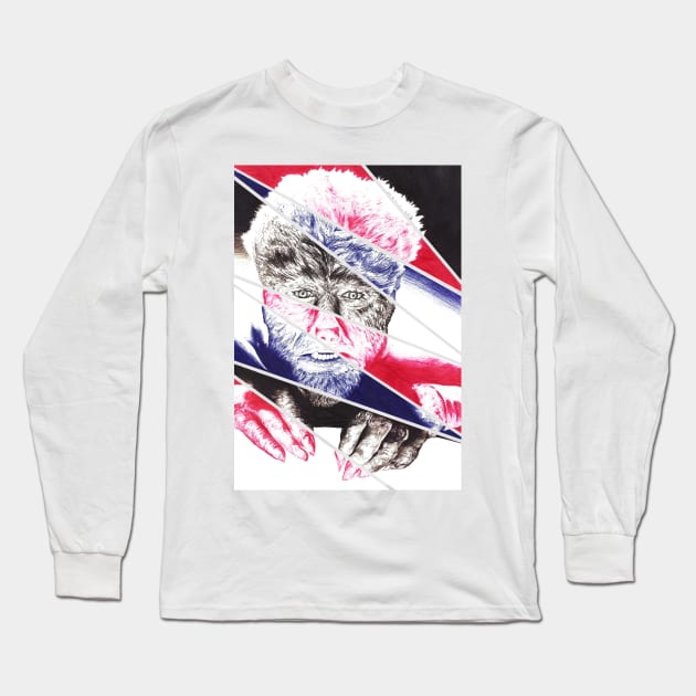 The Wolfman, a ball point pen portrait. Long Sleeve T-Shirt by RogerPrice00x